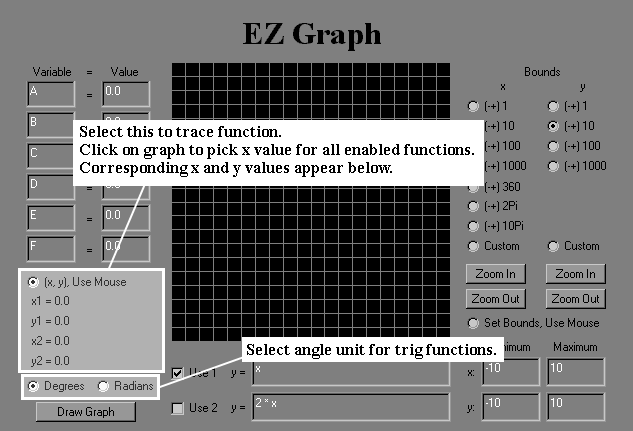 How to trace and set angle units.