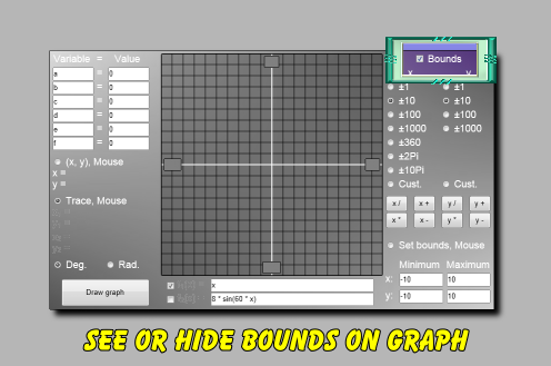 This ceckbox controls the display of the bounds for the graph.