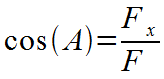 cosine of A equals Fx over F