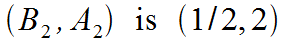 coordinates for (B2, A2) are (1/2, 2)