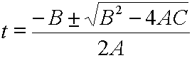 quadratic equation in t solved for t