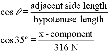 using cosine to solve for x-component